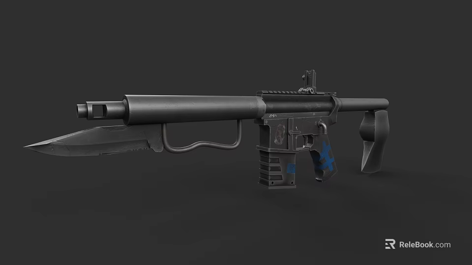 Modern Black Tactical Rifle With Silencer Magazine Stock And Accessories 3d model 