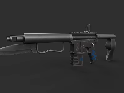 Modern Black Tactical Rifle With Silencer Magazine Stock And Accessories 3d model