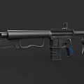Modern Black Tactical Rifle With Silencer Magazine Stock And Accessories