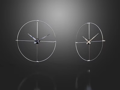 Two Modern Clocks With Metal Frame Circular And Oval Shapes On Black Background 3d model