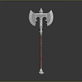 Decorative Double Bladed Metal Axe With Red Handle And Crystal Base