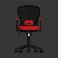 Ergonomic Office Chair With Mesh Backrest Red Seat Armrests And Wheeled Base