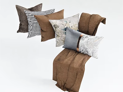 Stylish Decorative Pillows With Various Patterns And Colors For Couch Decoration 3d model