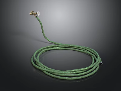 Durable Green Flexible Hose With Metal Connector For Electronic Appliance Use 3d model