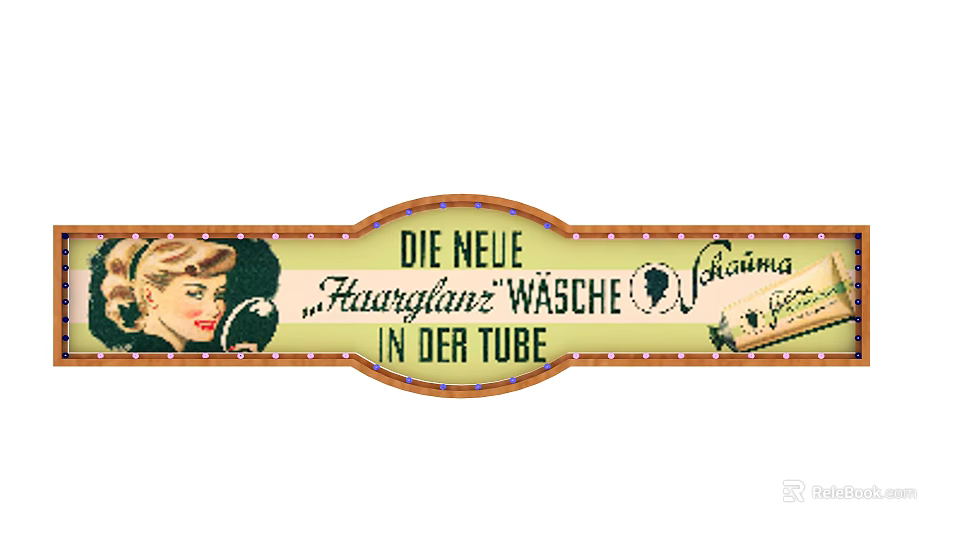 Vintage Advertisement Featuring Grima New Hair Gloss Wash In Tube With Woman Portrait 3d model 