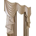Elegant Soft Draped Curtains With Ruffled Top And Beige Vertical Pleats 3d model