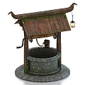 vintage water well ancient water well stone well 3d model