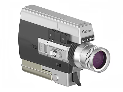 Canon Vintage Hi8 Video Camera With Silver Black Design And Lens 3d model