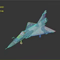 Detailed Blue and White Camouflage Fighter Jet Model with Reflective Surface on Dark Background