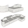 Modern minimalist multi-person sofa tofu block sofa module sofa sofa living room sofa cloud sofa 3d model