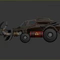 Modified Combat Vehicle Weapon With Mechanical Claw And Red Fuel Tank