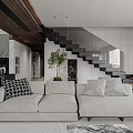 Modern Minimalist Spacious Open Plan Living And Dining Room With Cozy Comfortable Home Interior Design
