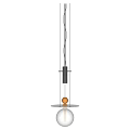 Modern Minimalist Pendant Light With Black Metal Rod And Transparent Glass Globe