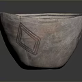 Ceramic Bowl Sculpture Carving With Geometric Patterns And Black White Decoration