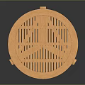 Wooden Round Side Table With Slatted Top And Cross Leg Structure