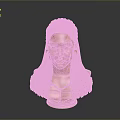 Golden Human Bust Sculpture With Shiny Braided Hair And Smooth Base Against Dark Background
