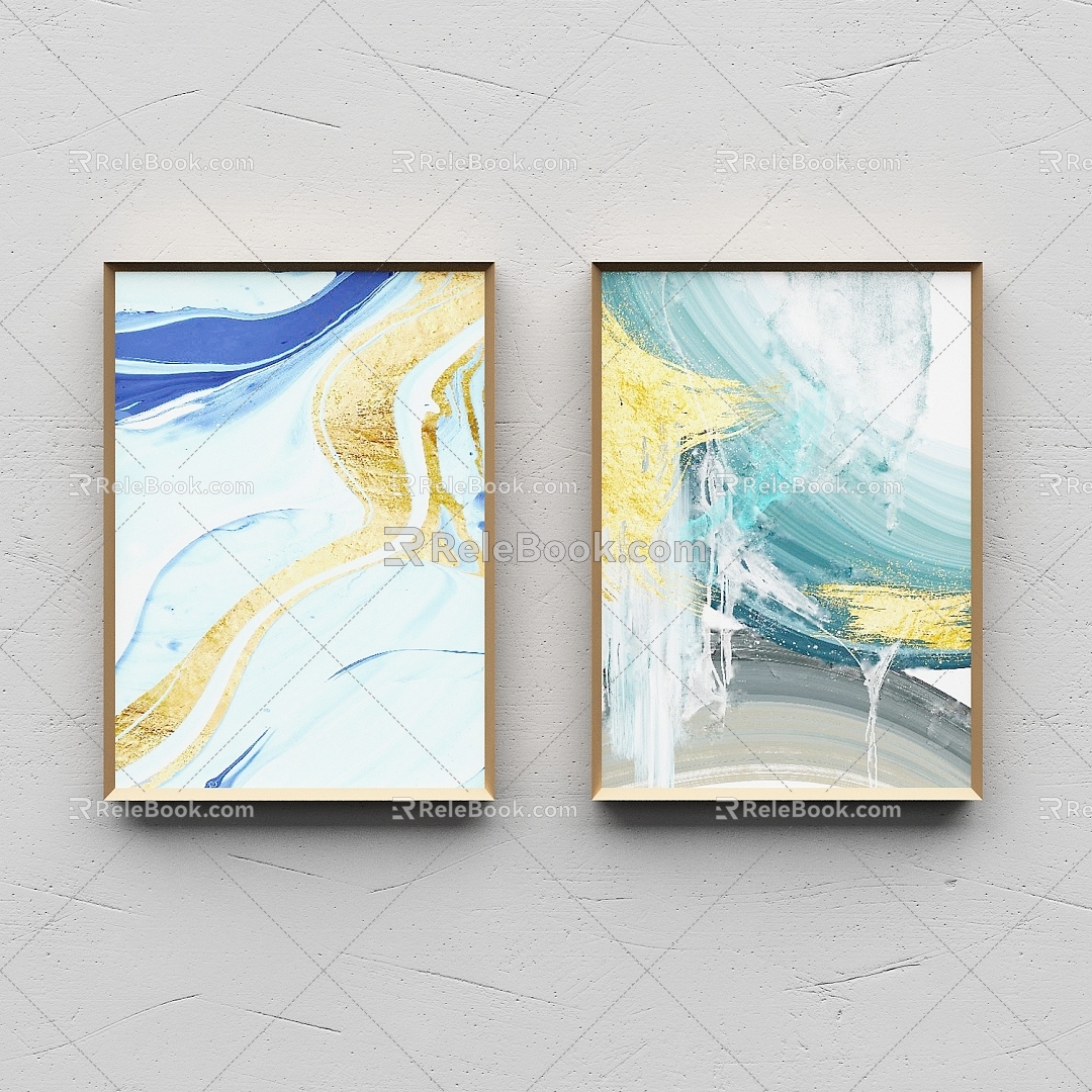 Modern Simple Light Luxury Abstract Hanging Painting 3d model