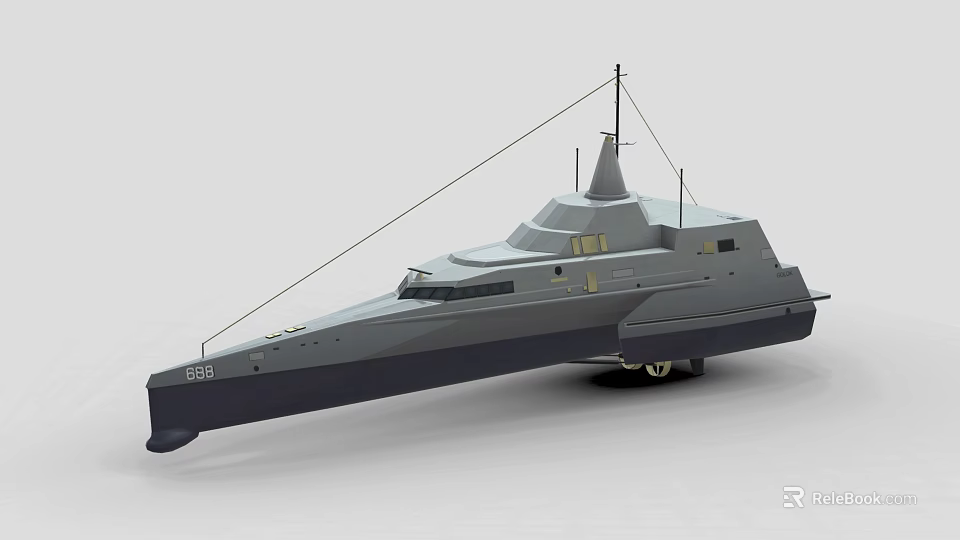 Modern Warship Featuring Sleek Aerodynamic Hull And Prominent Command Bridge Structure 3d model