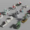 Various Industrial Equipment Machinery Models with Mechanical Tools and Diverse Designs