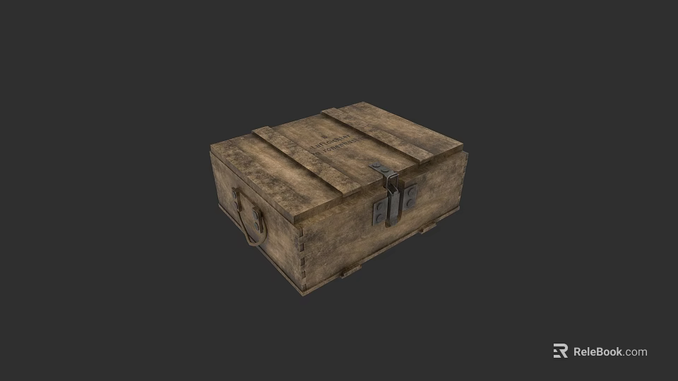 Weapon Storage Wooden Box With Vintage Design And Metal Clasps 3d model 