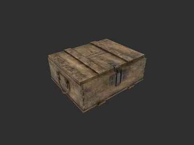 Weapon Storage Wooden Box With Vintage Design And Metal Clasps 3d model