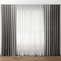 Gray Curtains And White Sheer Drapes For Modern Home Window Interior