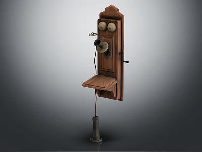 Vintage Wooden Wall Mounted Telephone With Classic Receiver And Dial Design 3d model
