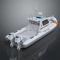 SAMA SEAWORK Fibreglass Work Boat with Twin Engines White Hull Orange Details and Antennas