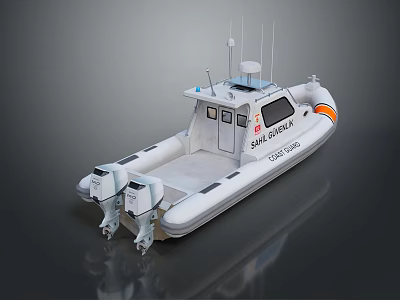 SAMA SEAWORK Fibreglass Work Boat with Twin Engines White Hull Orange Details and Antennas 3d model