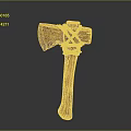 Rustic Handcrafted Wooden Axe With Green Rope Binding And Smooth Handle