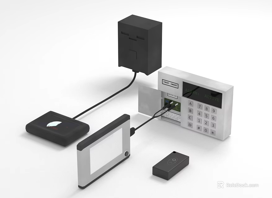 Advanced Computer Terminal System With Keypad Card Reader Display And Control Unit 3d model 
