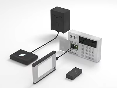 Advanced Computer Terminal System With Keypad Card Reader Display And Control Unit 3d model