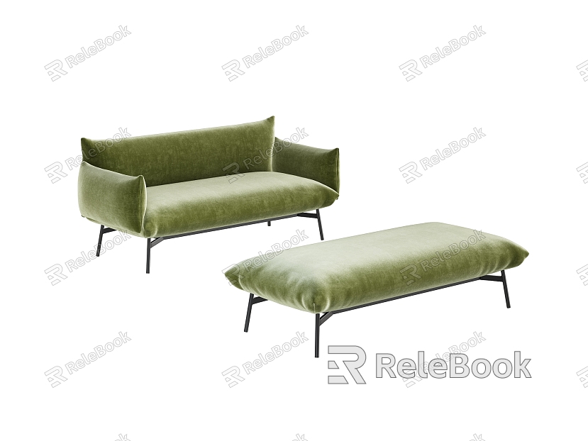 Simple fashion atmosphere leather fabric sofa sofa stool combination model