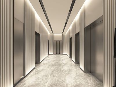 Modern elevator hall three-story aisle 3d model