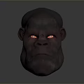 Dark Colored Gorilla Head 3D Model With Red Glowing Eyes Realistic Render Design 3d model
