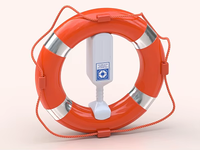 Essential Orange Lifebuoy With White Safety Device And Rope For Home Safety Use 3d model