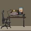Modern Height Adjustable Desk And Ergonomic Chair Set For Cozy Home Office Workstation Setup