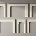 Six White Modern Door Arches Arranged On Wall For Decorative Design 3d model
