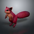 Pink Squirrel Game and Movie Character 3D Model With Big Eyes Fluffy Tail Standing Pose