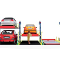Industrial Multi Level Mechanical Parking System With Lifting Platforms And Parked Vehicles