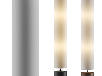 Stylish Cylindrical Shade Floor Lamp With Various Base Colors And Soft Illumination 3d model