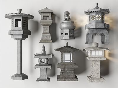 Chinese Landscape Lamp Outdoor Stone Landscape Lamp 3d model