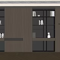 Modern Wooden Decorative Cabinet With Built In Lighting Shelves Books And Decor