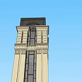Classical Tower Exterior Design With Ornate Columns Arched Windows And Decorative Tower Top