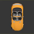 Yellow Convertible Sports Car With White Rear Spoiler Black Interior And Golden Wheels