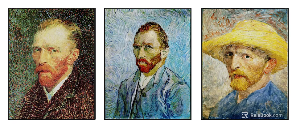 Classic Van Gogh Self Portrait Character Paintings With Expressive Brushstrokes And Vibrant Blue Background 3d model 