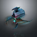 Modern Household Decor With Futuristic Metallic Design Blue Green LED And Wing Like Structure