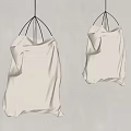 Two Modern Pendant Lights With White Pleated Fabric Shades And Black Metal Frames