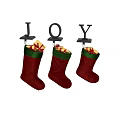 Red and Green Christmas Shoes Hanging with Joy Decorations and Gifts
