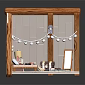 Cozy Tent Shaped Indoor Space Interior With Wooden Frame Bed Rug Table And Decorative Lights